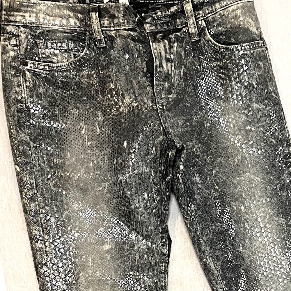 Snakeskin ankle skinny jeans